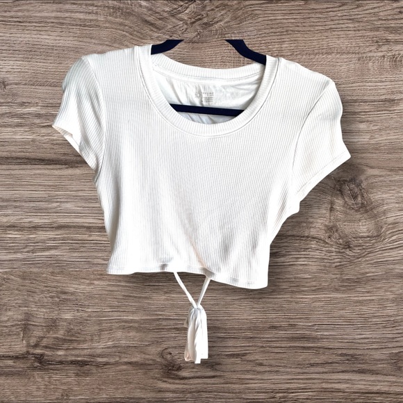 Aerie Offline White Open Back Crop Top Size S - Picture 2 of 5